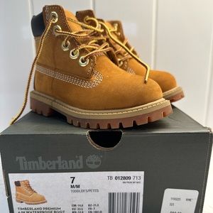 Timberland Toddler Premium Waterproof Ankle Boots Lace Up Brown Size 7M EUC